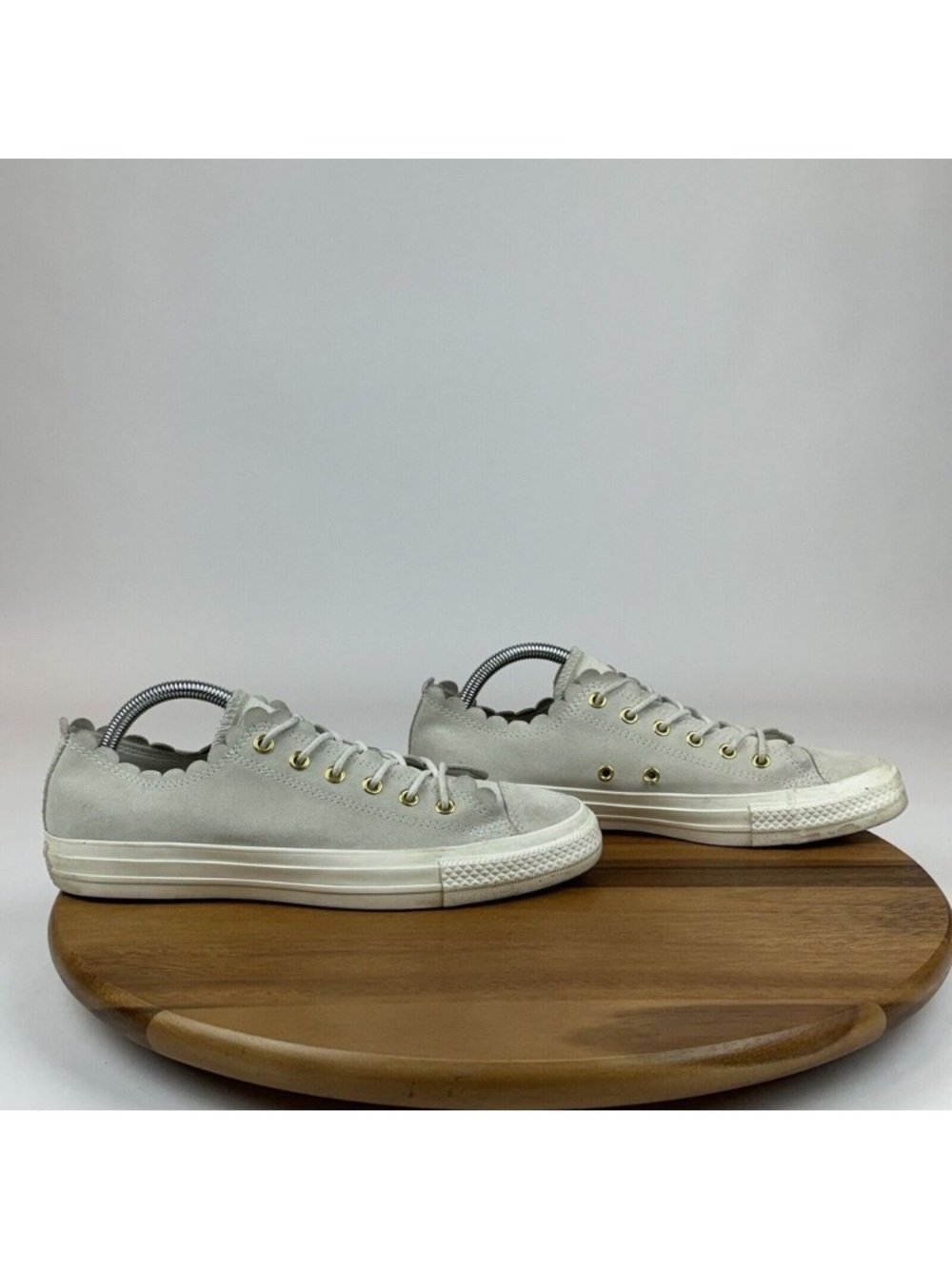 Womens Converse CTAS Lift Scallop Bone‎ Gray Leather Casual Sneakers Size 9.5 M